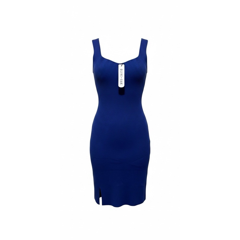 Olive + Oak Galaxy Blue Ribbed Sleeveless Bodycon Sweater Dress XL NWT 3S51377 - Picture 2 of 8